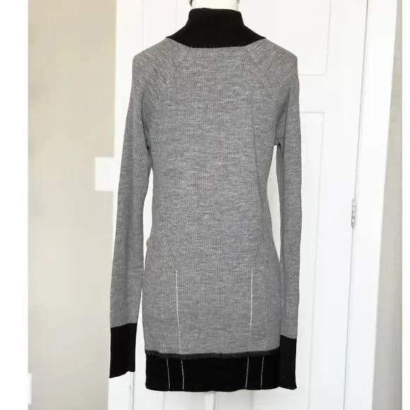 Rag & Bone Small Mock Neck Ribbed Gray Extra Fine Merino Wool Sweater - Picture 2 of 7